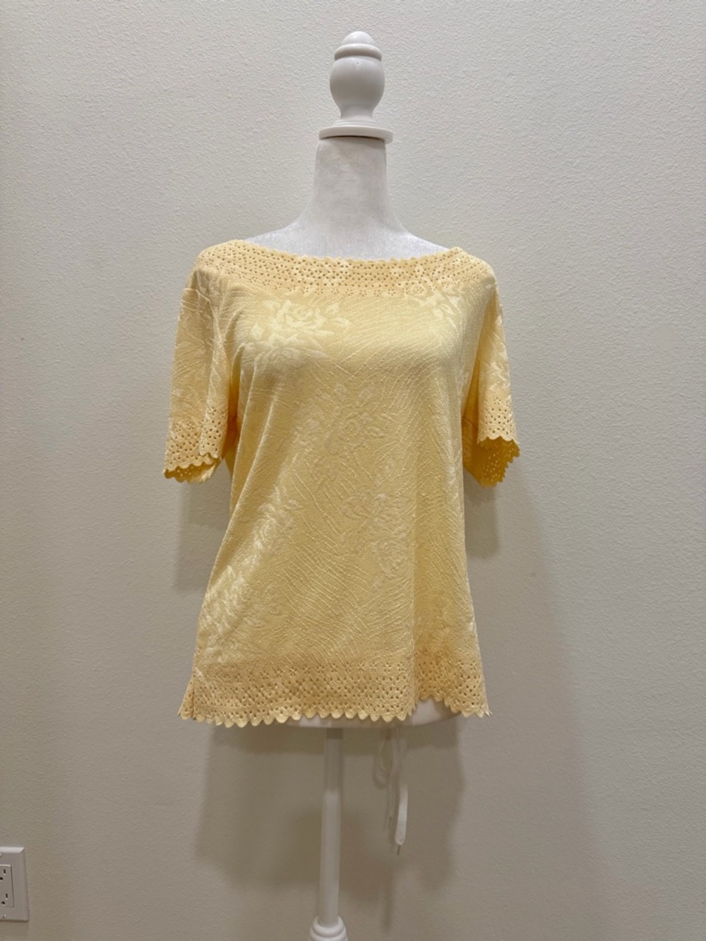 Women's Yellow Lace-Trim Top